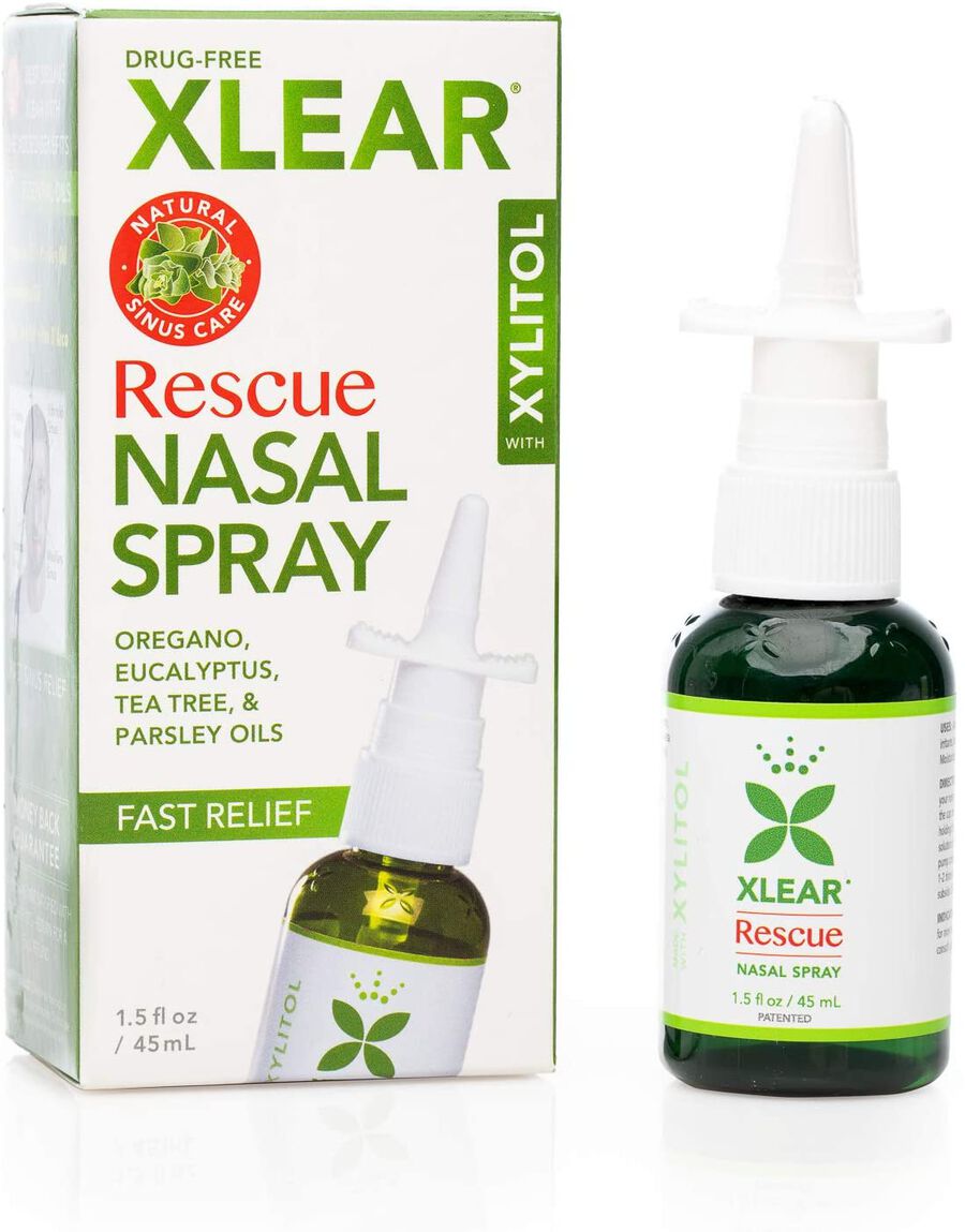 XLEAR Rescue Nasal Spray with Xylitol, Oregano, Eucalyptus, Tea Tree & Parsley Oils